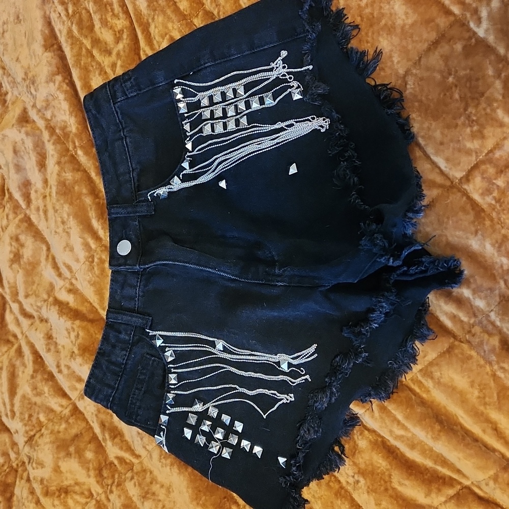 Jean shorts, denim shorts, embellished shorts, festival shorts